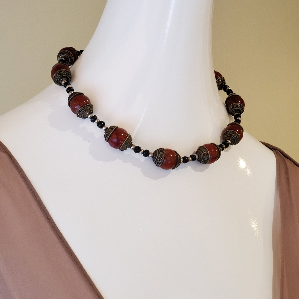 Black | Red Vintage Beaded Necklace